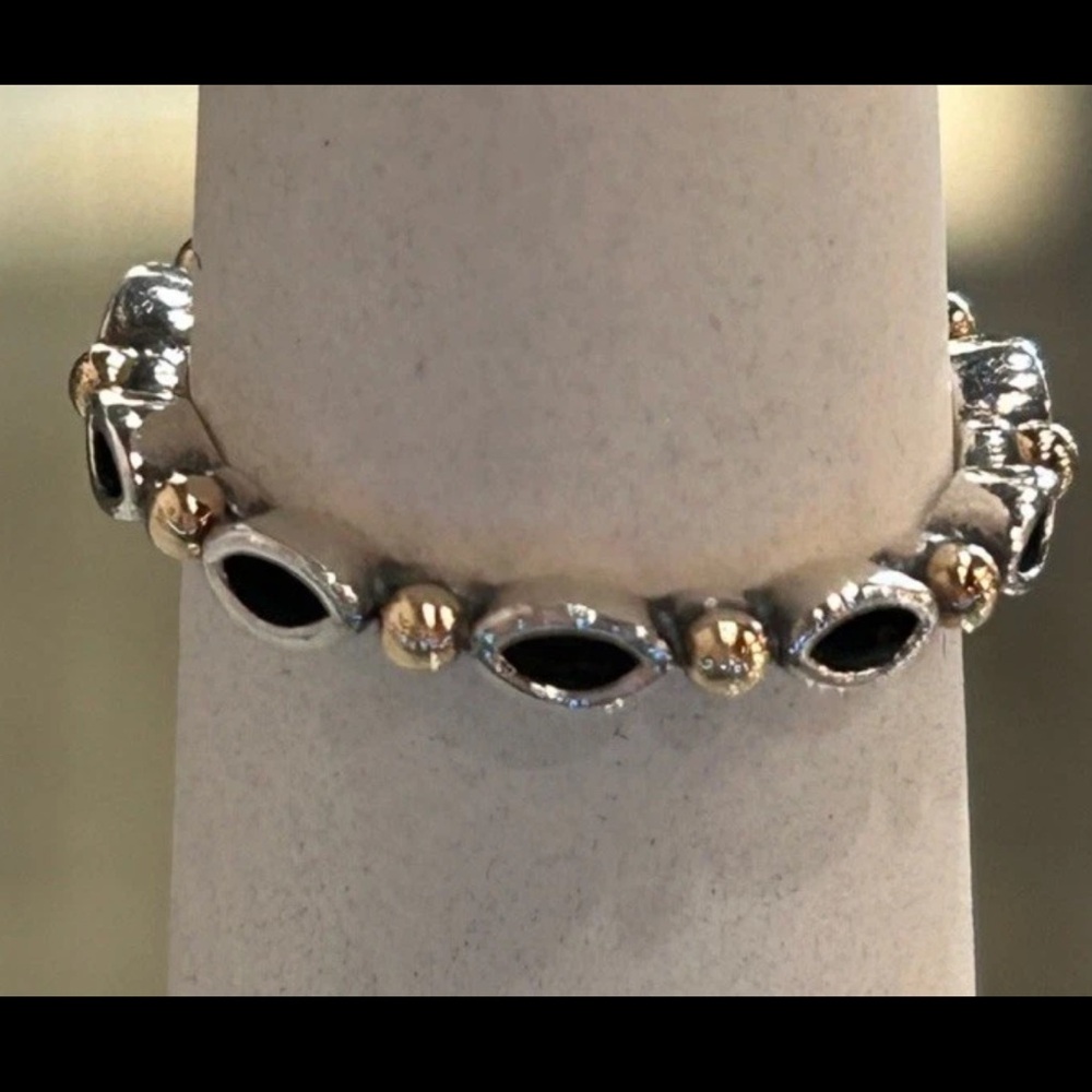 RARE Two Tone 14K Gold & Silver Always and Forever Stackable Ring Sz 7 / 54